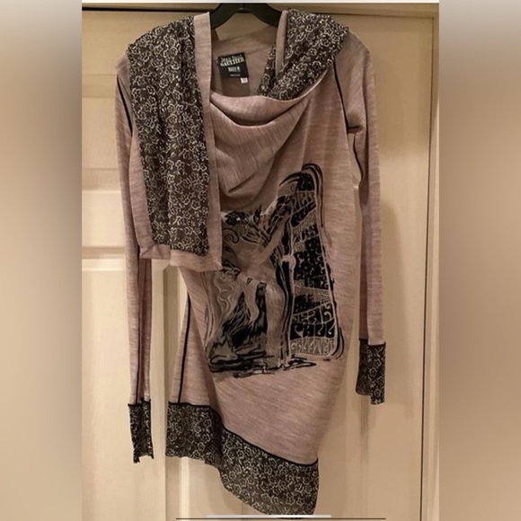 VINTAGE JEAN PAUL GAULTIER SWEATER WITH ATTACHED WRAP SCARF SIZE XS